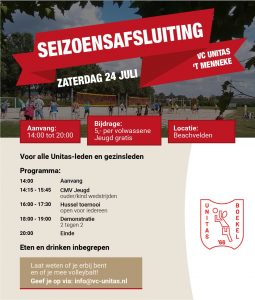 Seizoensafsluiting zaterdag 24 juli